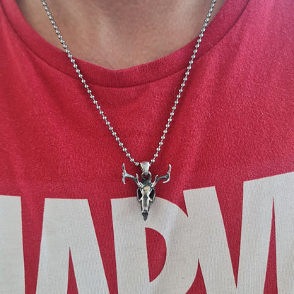 Handmade Sterling Silver Deer Skull Necklace: Gothic Animal Jewelry