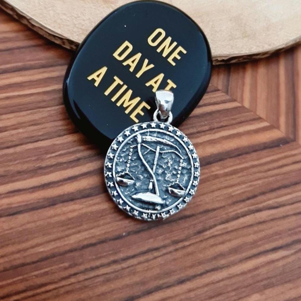 Saint Death's Balance Scale Pendant - Sterling Silver Scythe Necklace - La Santa Muerte necklace -