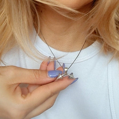 Handmade Silver Barbell Pendant: Fitness Motivation Jewelry