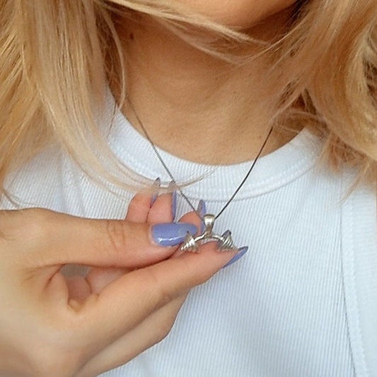 Handmade Silver Barbell Pendant: Fitness Motivation Jewelry