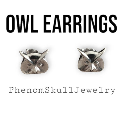 Miniature Owl stud Earrings - Sterling Silver Studs - Animal Jewelry for Nature Lovers -