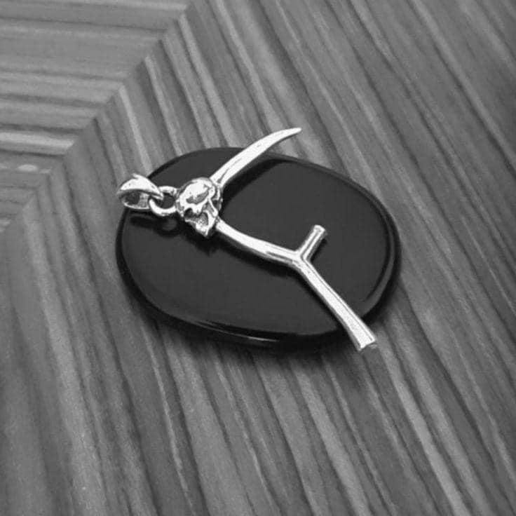 Grim Reaper Scythe Pendant: Sterling Silver Skull Necklace, Gothic La Muerte Talisman