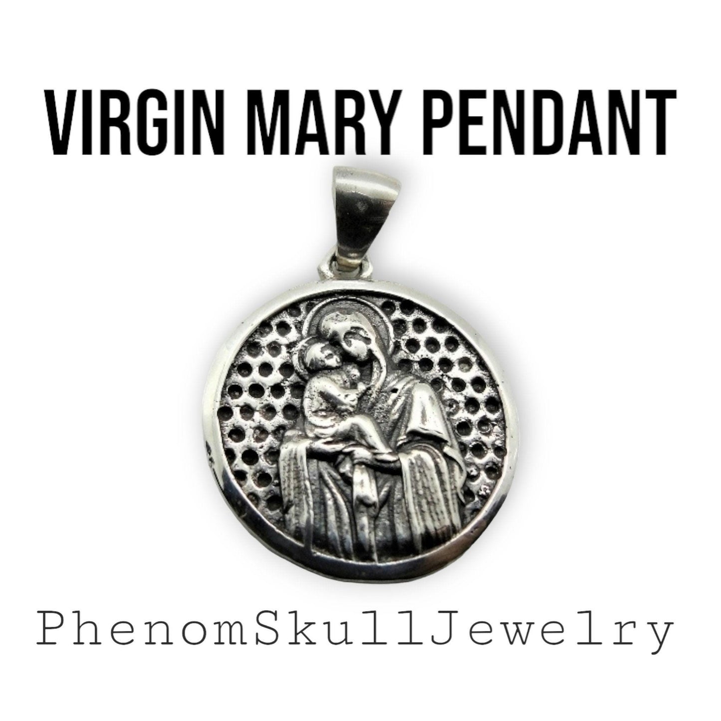 Handmade Sterling Silver Virgin Mary Pendant: Religious Icon