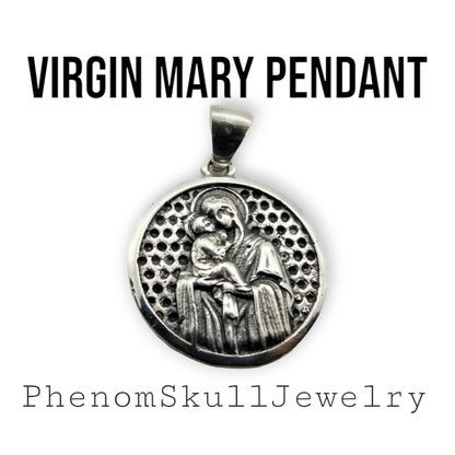 Handmade Sterling Silver Virgin Mary Pendant: Religious Icon
