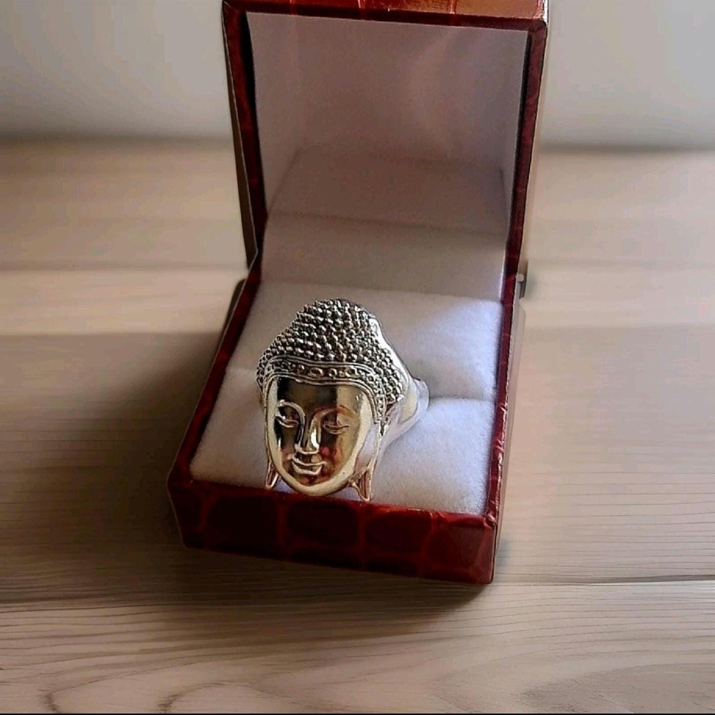 Handmade Silver Buddha Head Ring: Boho Hippie Jewelry