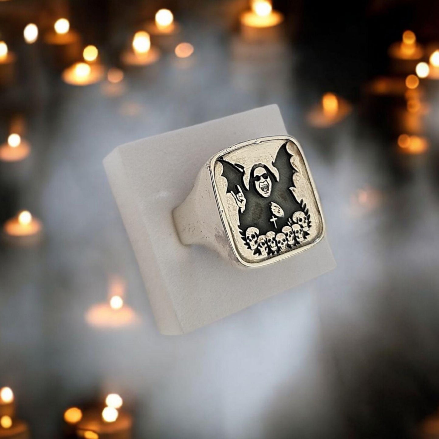 Ozzy Osbourne  Tribute Ring Sterling Silver Signet Ring: Gothic  Jewelry- LIMITED EDITION