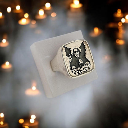 Ozzy Osbourne  Tribute Ring Sterling Silver Signet Ring: Gothic  Jewelry- LIMITED EDITION