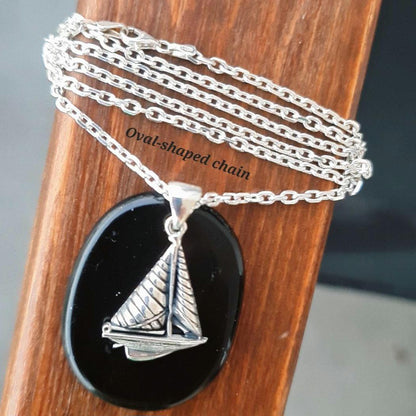 Sterling Silver Sailing Boat Pendant - Nautical Jewelry Gift