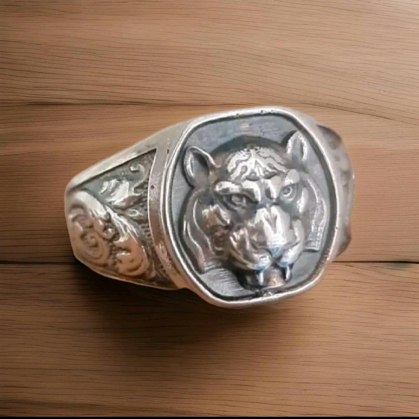 Handmade Tiger Ring: Sterling Silver Gothic Animal Jewelry