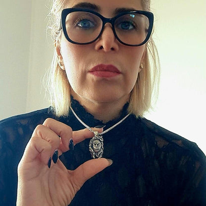 Catrina Pendant • Sugar Skull Necklace • Dia De Los Muertos Jewelry • Gothic Mexican Sterling Silver