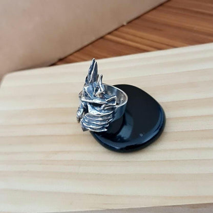 Handmade Sterling Silver Lich King Helmet Ring - Warcraft Inspired