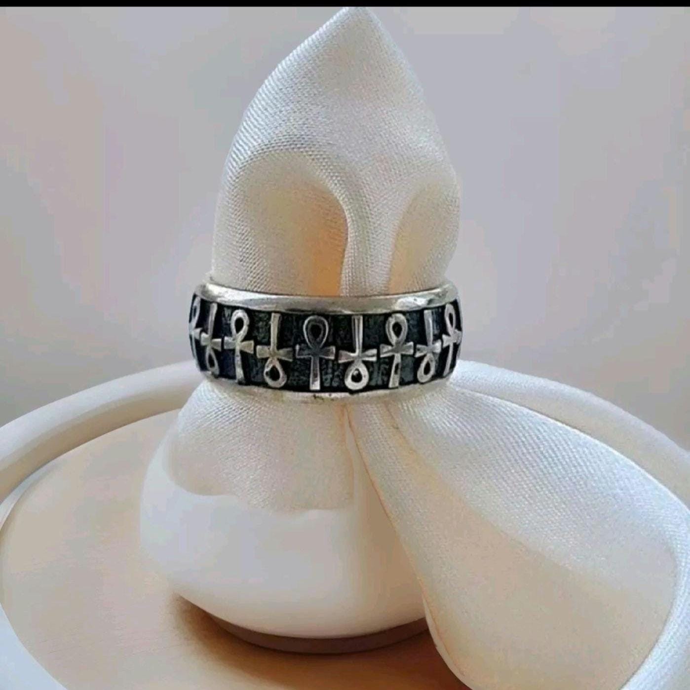 Handmade Sterling Silver Ankh Ring: Egyptian Key of Life Symbol