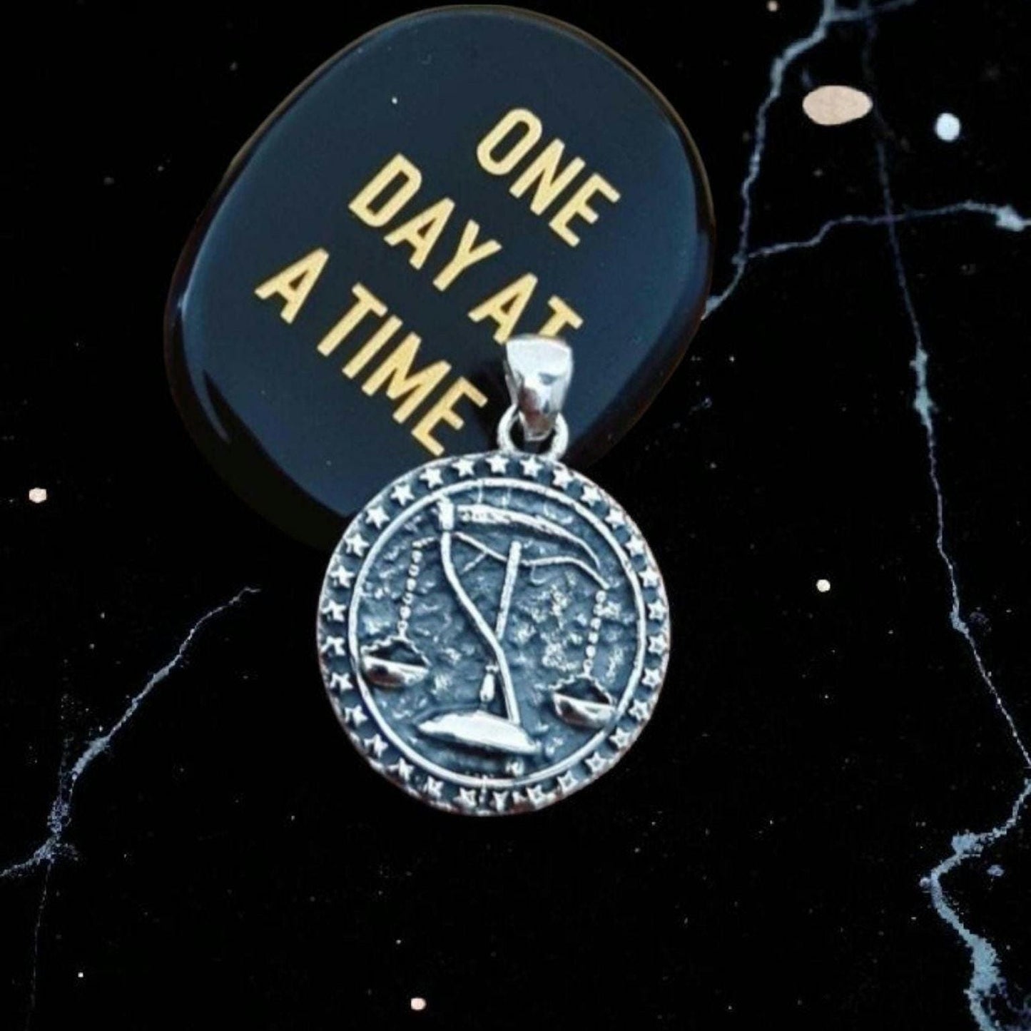 Saint Death's Balance Scale Pendant - Sterling Silver Scythe Necklace - La Santa Muerte necklace -