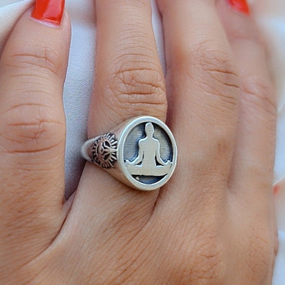 Meditation  Namaste Ring - Sterling Silver, Handmade with 9 Grams - Yoga jewelry  meditation vibe