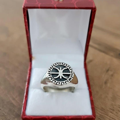 Delfic Epsilon Ring-925 Sterling Silver-Powerful Greek Symbol of Wisdom and Inspiration -