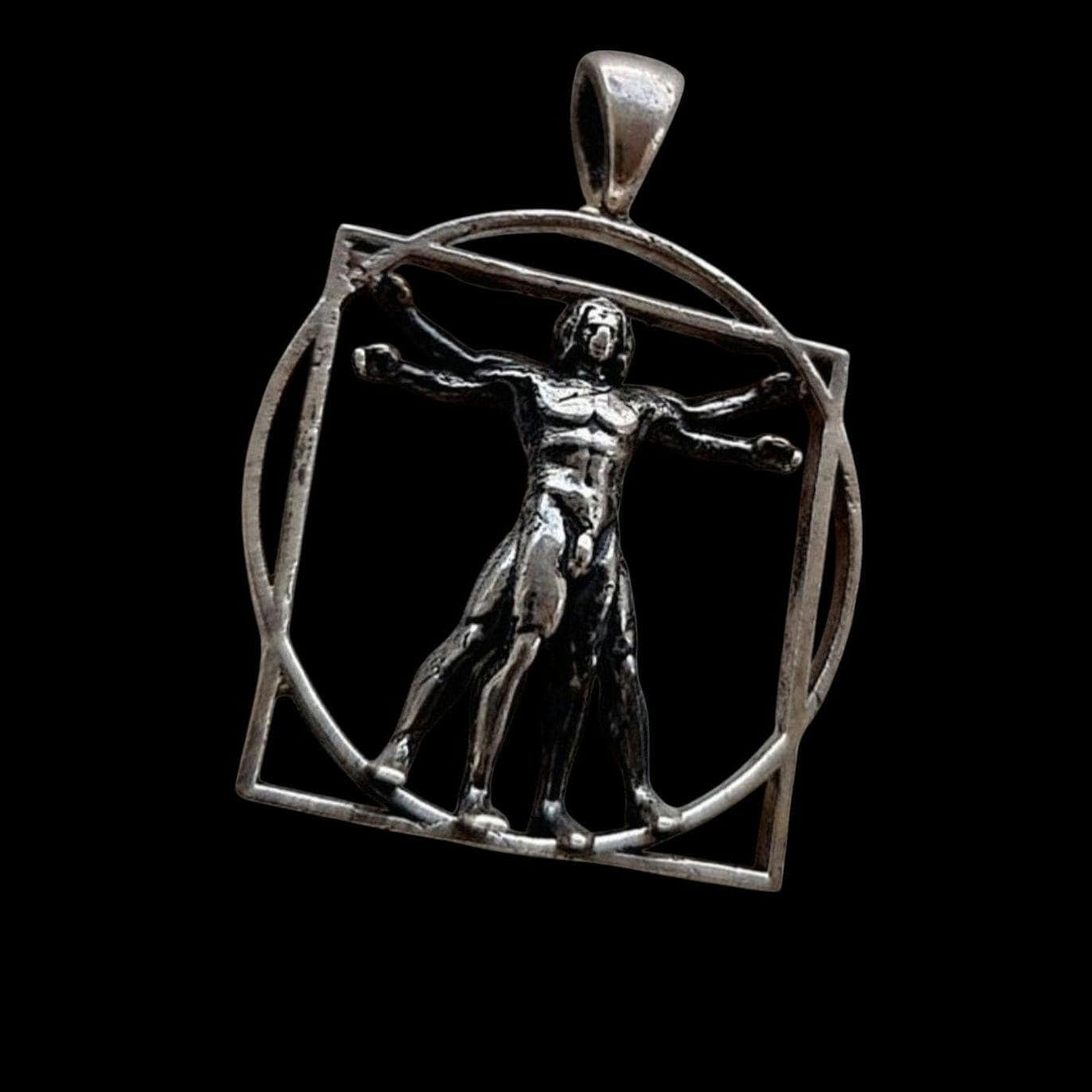 Vitruvian Man sterling Silver Pendant -  Leonardo da Vinci's Renaissance Art -  Artistic gift