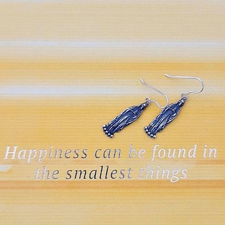 Santa Muerte Dangle Earrings Handmade 925 Sterling Silver - Beautifully Crafted Grim Reaper earrings