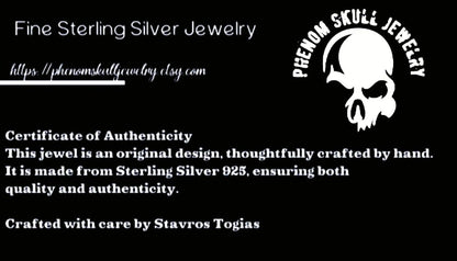 Handmade Sterling Silver Ace of Spades Skull Pendant: Gothic Punk Jewelry