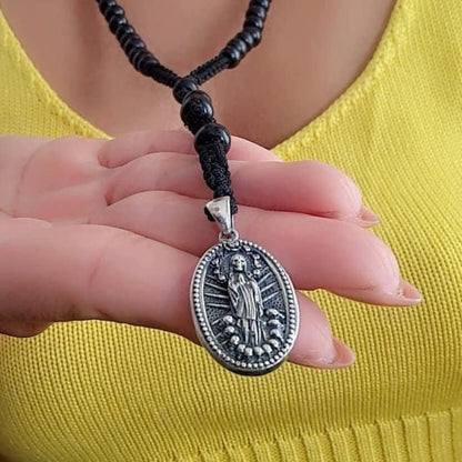 Handmade La Santa  Muerte RosaryPendant -Sterling Silver- A Precious Symbol of Belief and Protection -
