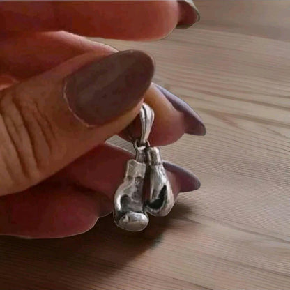 Handmade Silver Boxing Gloves Pendant Necklace - Gift for Athletes