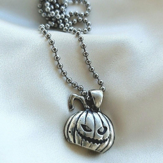 Jack-O'-Lantern Pumpkin pendant - Halloween Gothic charm-  Handmade 925 Silver-