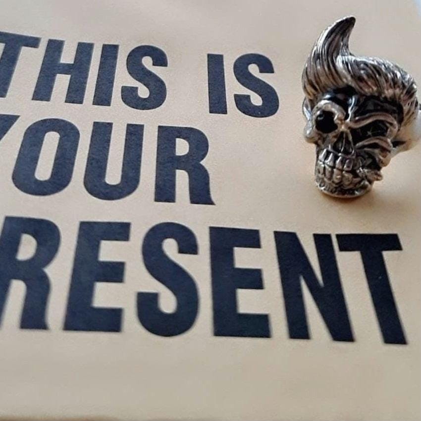 Ace Ventura Inspired Skull Ring with Black Diamond Zircon Eye - Handcrafted Sterling Silver