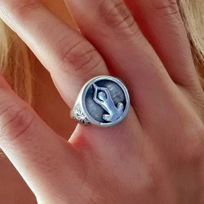Meditation Om Ring -925  Sterling Silver - Unique Symbol Design -  Handmade