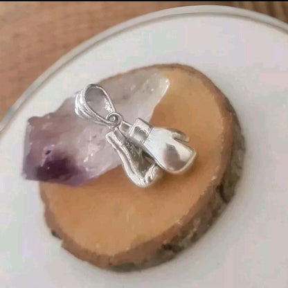 Handmade Silver Boxing Gloves Pendant Necklace - Gift for Athletes