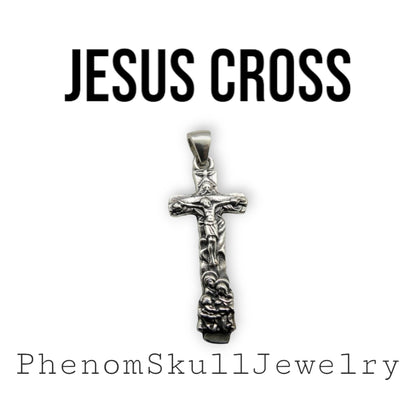 Savior Jesus Cross Pendant - 925 Sterling Silver, Religious Jewelry