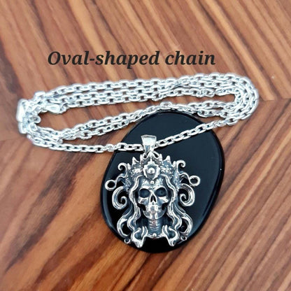Sterling Silver Crowned Skull Pendant: Gothic Biker Jewelry