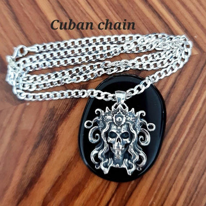 Sterling Silver Crowned Skull Pendant: Gothic Biker Jewelry