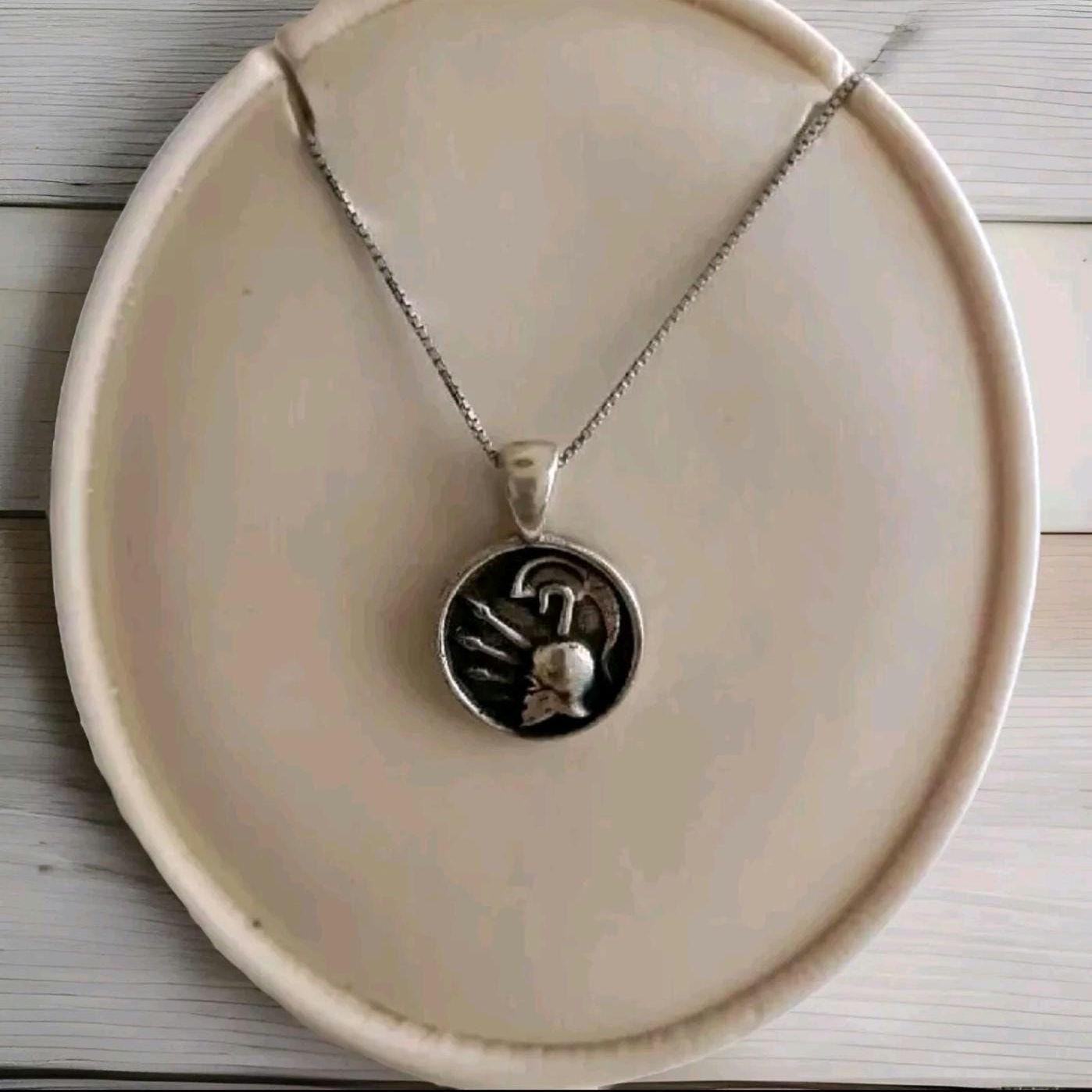 Spartan Warrior Helmet Pendant - Sterling Silver Greek Warrior Jewelry