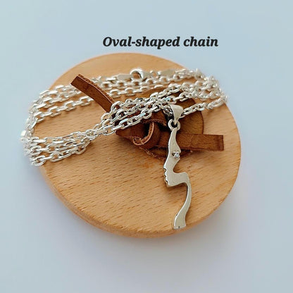 Abstract Face Pendant Sterling Silver Minimalist Modern Jewelry with Stone Eye