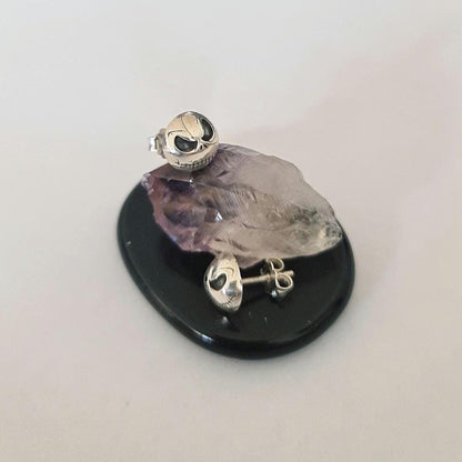 Handmade Sterling Silver Jack Skull Stud Earrings: Gothic Halloween Jewelry
