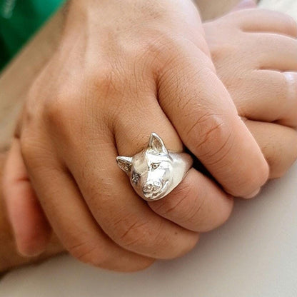 Handmade 925 Sterling Silver Shiba Inu Ring: Dog Lover Jewelry