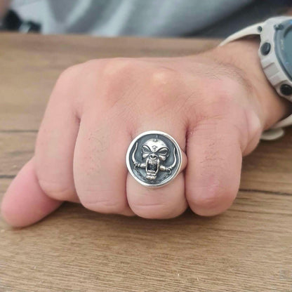Motorhead Snaggletooth War Pig Ring-Solid 925 Silver-Heavy Duty Design for the Ultimate Rockstar