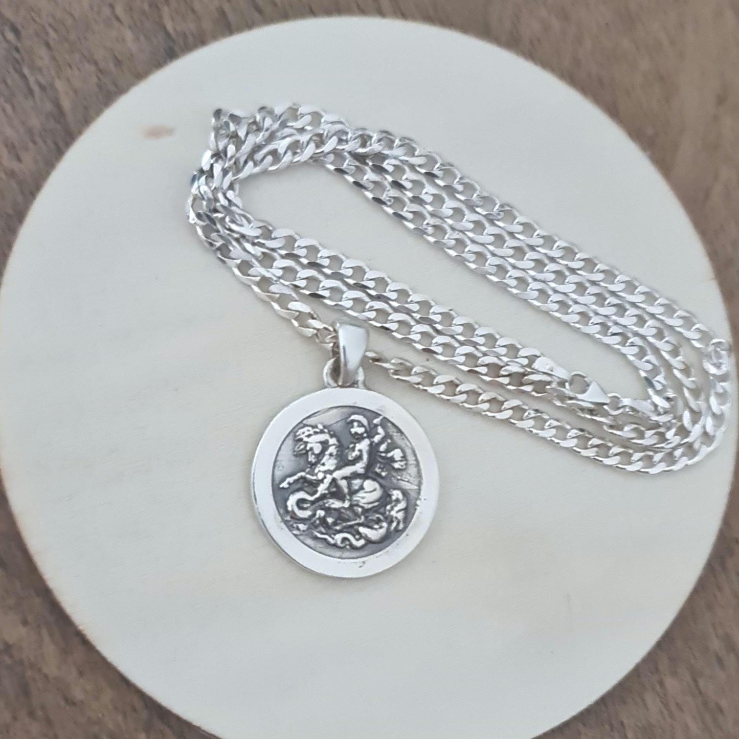 Glorious Saint George Jewelry Piece- Exquisite Design- Sterling Silver Pendant -Handmade