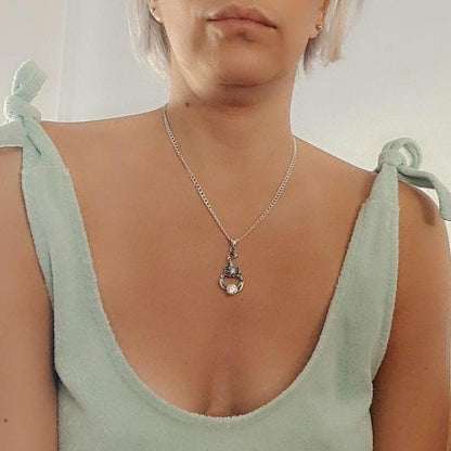 Sterling Silver Scorpion Pendant: Gothic Zodiac Necklace with Zircon