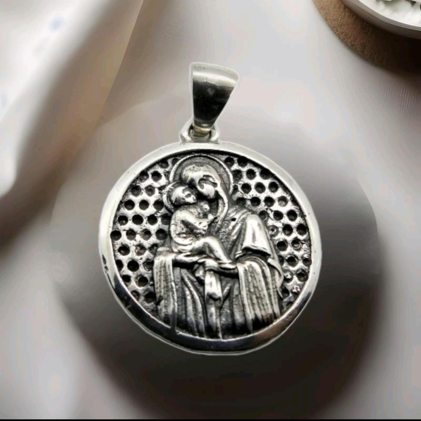 Handmade Sterling Silver Virgin Mary Pendant: Religious Icon