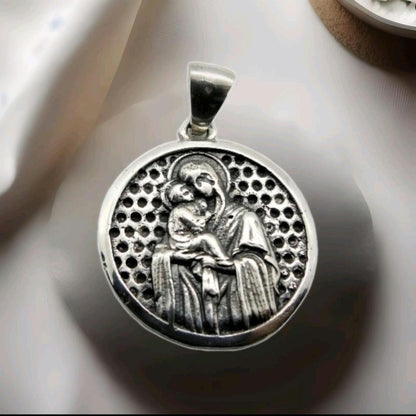 Handmade Sterling Silver Virgin Mary Pendant: Religious Icon