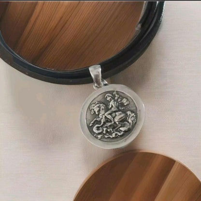 Glorious Saint George Jewelry Piece- Exquisite Design- Sterling Silver Pendant -Handmade