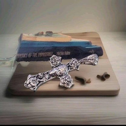 Handmade Sterling Silver Chicano Tattoo Cross Pendant