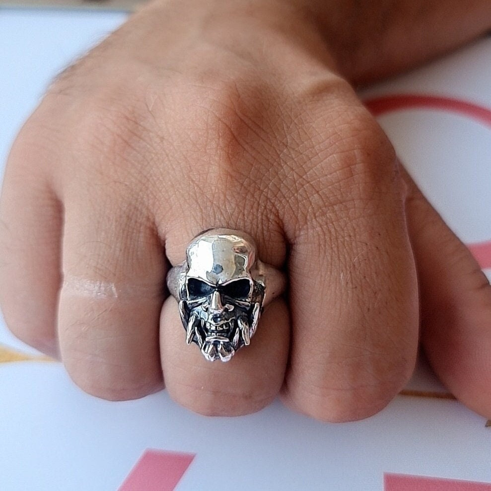 Samurai Japanese  Skull Ring   Sterling Silver Art, Ancient & Modern Japanese Style