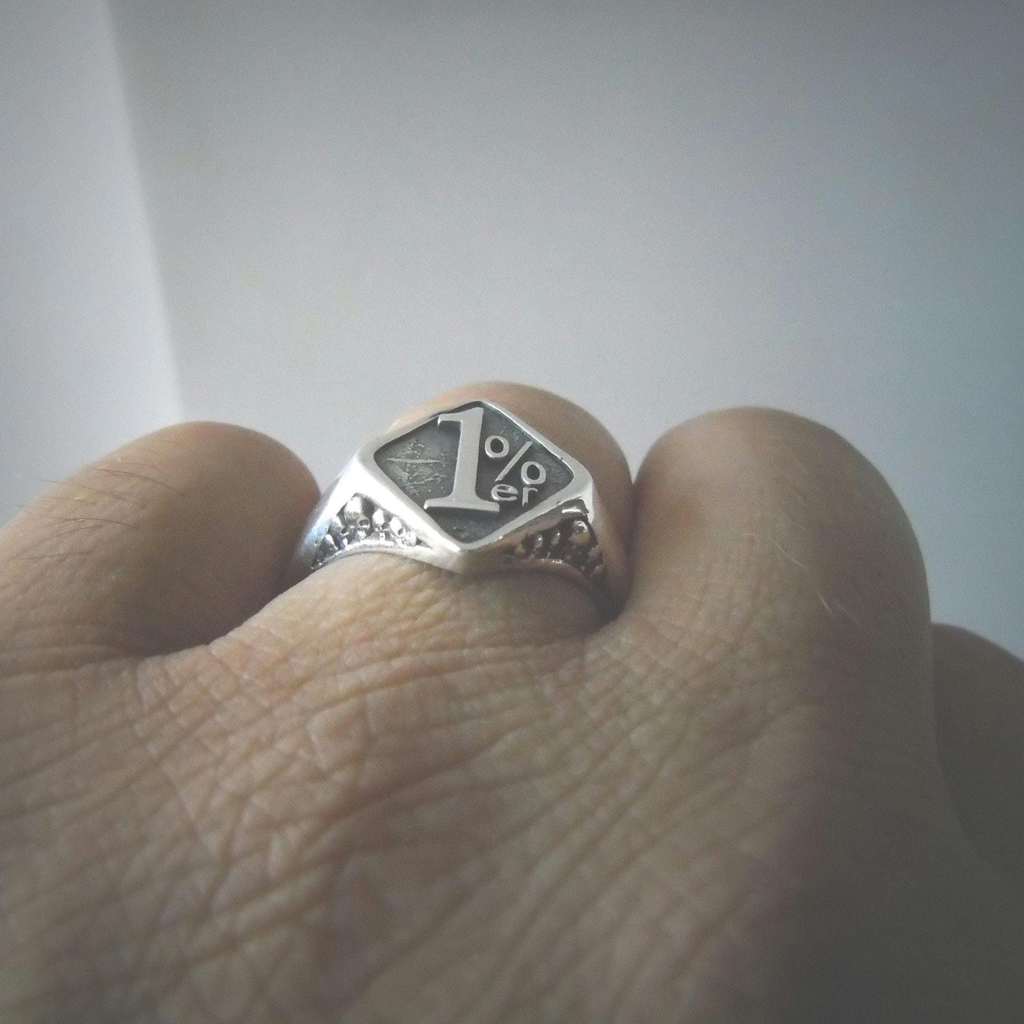 Motorbike Ring in Sterling Silver 1%er - Uniquely Designed Biker Jewelry - Bold & Daring Gift for Outlaws -