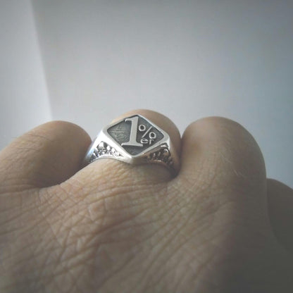Motorbike Ring in Sterling Silver 1%er - Uniquely Designed Biker Jewelry - Bold & Daring Gift for Outlaws -