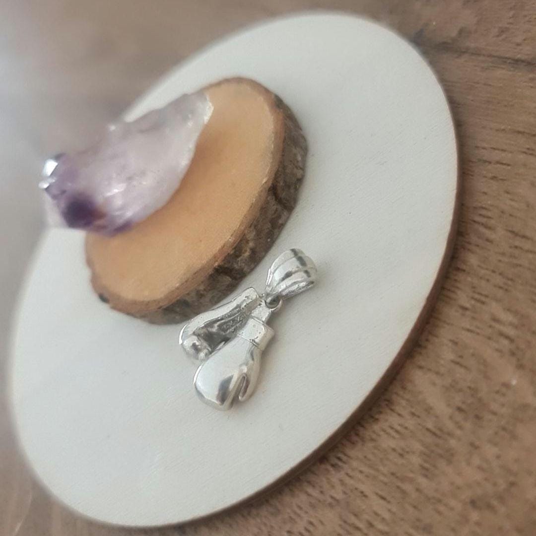 Handmade Silver Boxing Gloves Pendant Necklace - Gift for Athletes