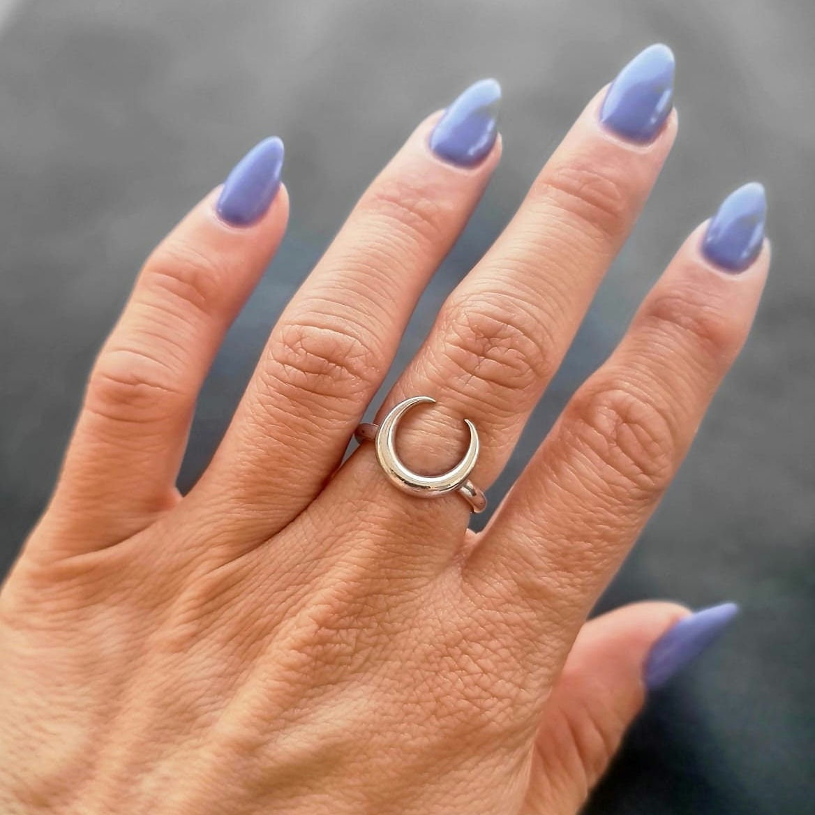 Half Moon Ring , Double Horn , Crescent moon    minimalist design Handmade 925 Sterling Silver