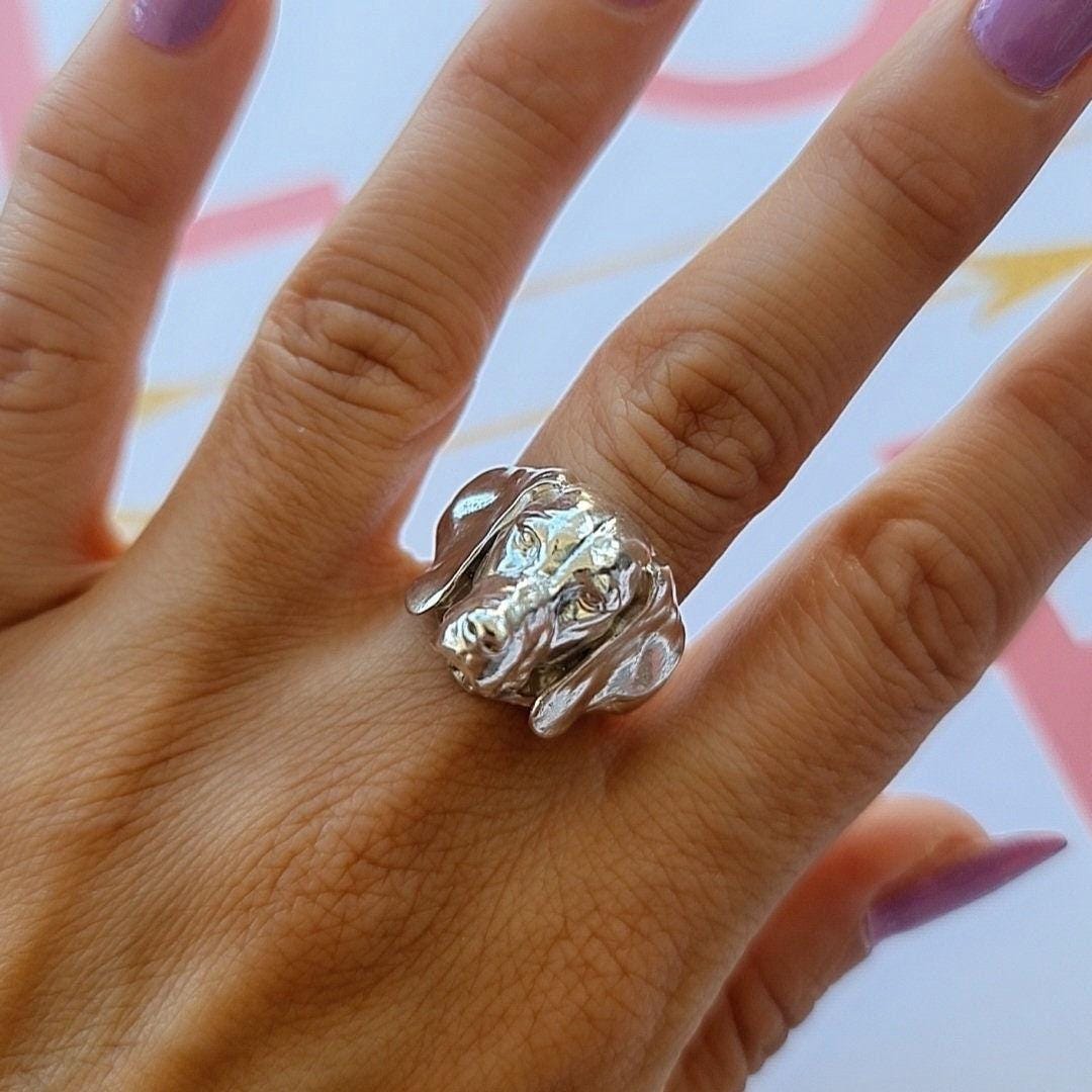 Handmade 925 Silver Hungarian Vizsla Dog Ring: Animal Lover Gift