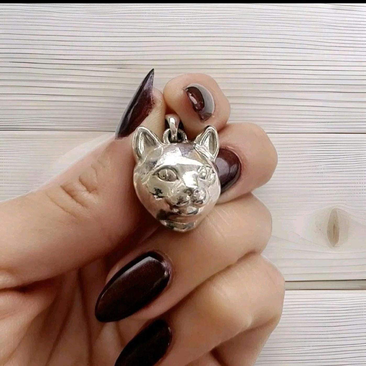 Handmade Sterling Silver Cat Pendant: Minimalist Feline Jewelry