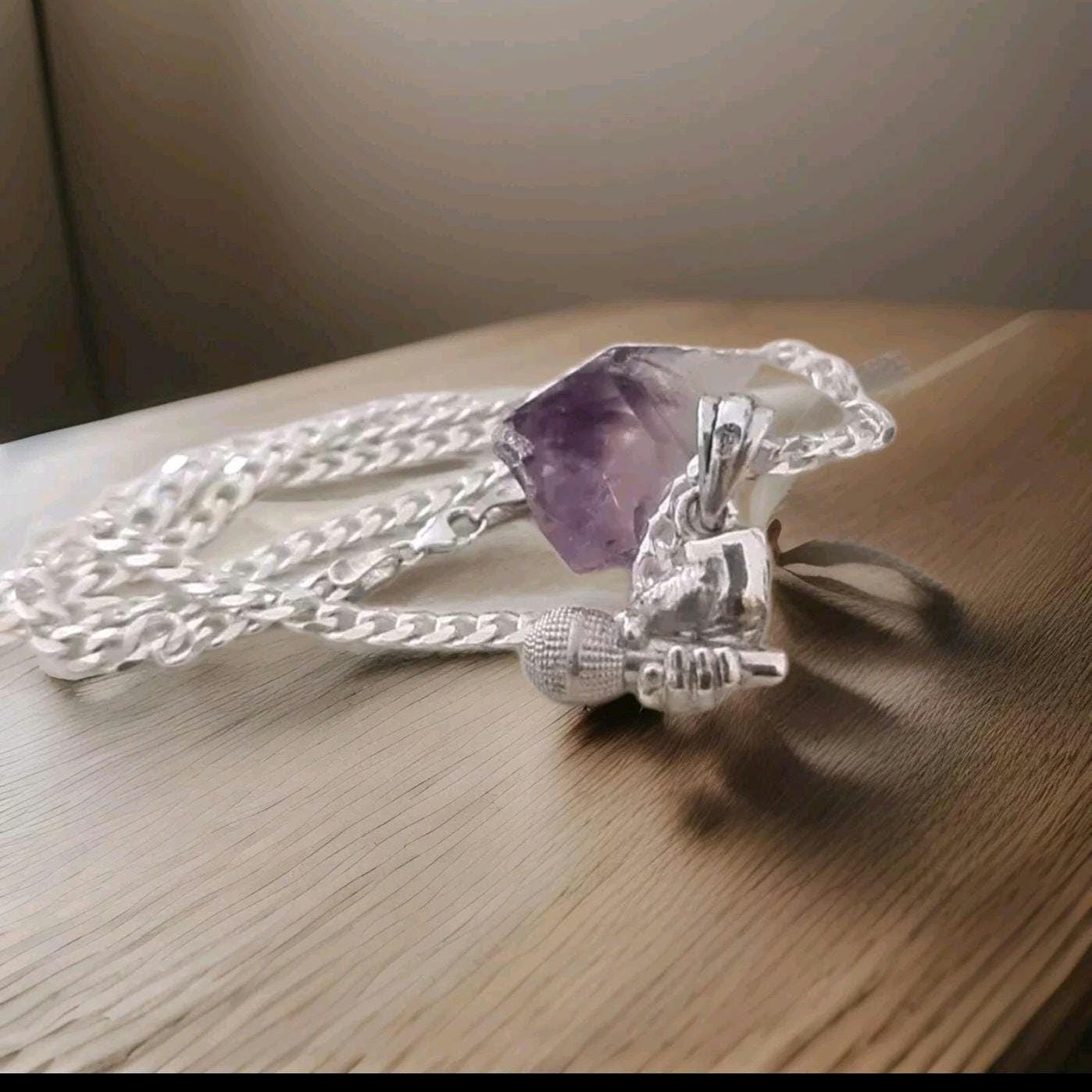 Handmade Sterling Silver Microphone Pendant: Art Deco Music Lover Gift